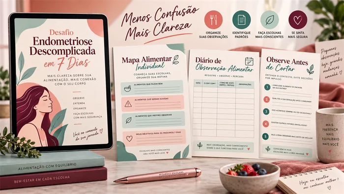 Material visual do Desafio Endometriose Descomplicada